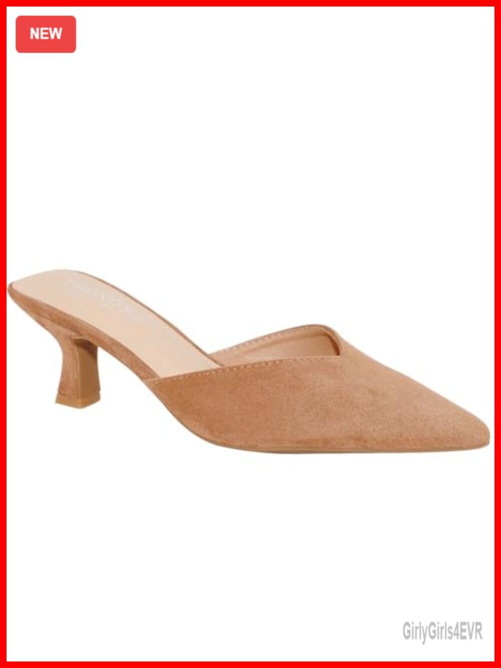 Pointed Toe Mules Kitten Heel Slip-On Suede Women's Shoes